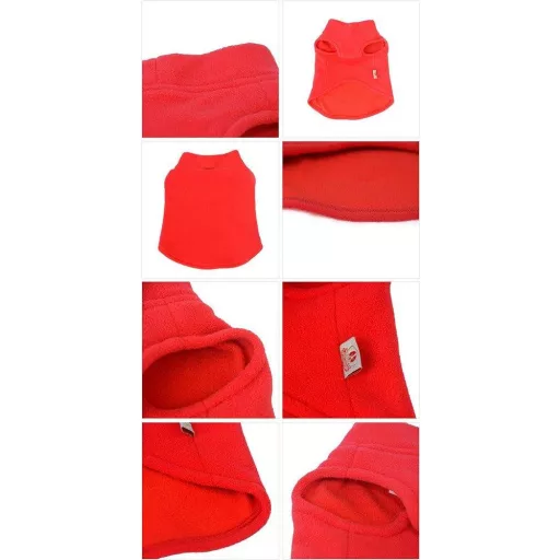 Kutya télikabát, Meleg Polar Anyagú, Póráznyak Lyukkal, Piros S Méret Újracsomagolt termék