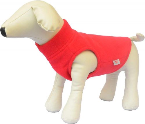 Haină de iarnă pentru câini, roșie, din fleece polar, cu deschidere pentru lesă, mărimea L