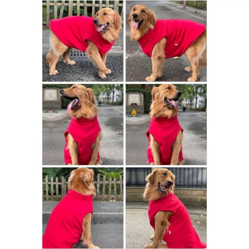 Kutya télikabát, Meleg Légáteresztő Polár Fleece, Póráznyak Lyukkal, Piros L