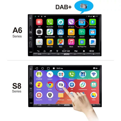 ATOTO AC-4475 DAB+ Digitális Rádió Vevőegység - USB Csatlakozós Autórádió Kiegészítő ATOTO A5/A6/S8 Sorozathoz - 50W Fekete