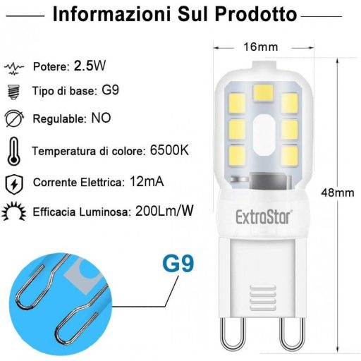 EXTRASTAR G9 LED žiarovka 2,5W - výkon ako 20W halogén, úsporný zdroj svetla
