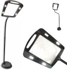 FISHTEC Nagyító Lámpa - 5x Nagyítás, 22,5x18 cm Képernyő, 12 LED Világítás, 160 cm Állvány, Flexibilis Talp, Fekete