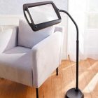 FISHTEC Nagyító Lámpa - 5x Nagyítás, 22,5x18 cm Képernyő, 12 LED Világítás, 160 cm Állvány, Flexibilis Talp, Fekete