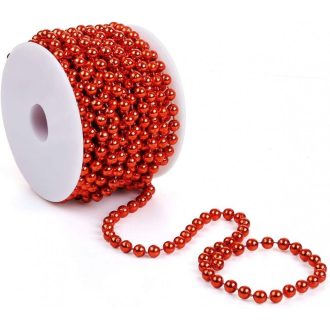   Červená perlová girlanda 10m - Vianočná dekorácia a výroba šperkov