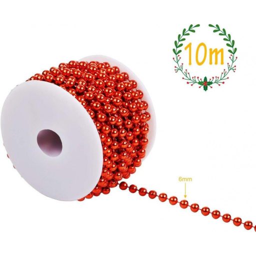 Červená perlová girlanda 10m - Vianočná dekorácia a výroba šperkov