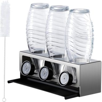   YIGII SodaStream Palacktartó - Matt Fekete Rozsdamentes Acél Állvány Konyhai Munkalapra, Könnyű Szerkezet, 30 cm Magas