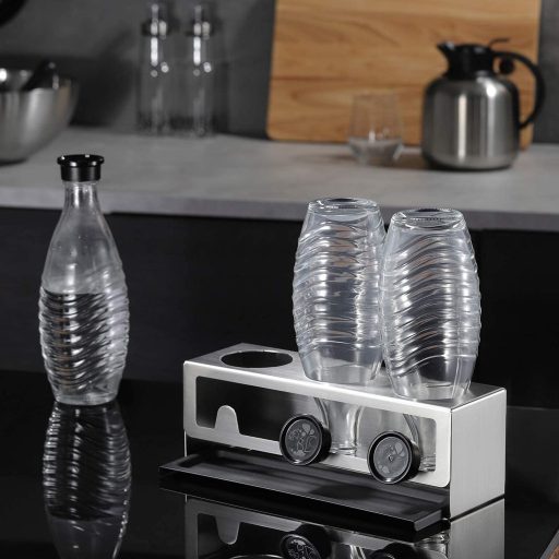 YIGII Držač za SodaStream boce - Mat crni stalak od nehrđajućeg čelika za kuhinjsku radnu površinu, jednostavna struktura, visina 30 cm.