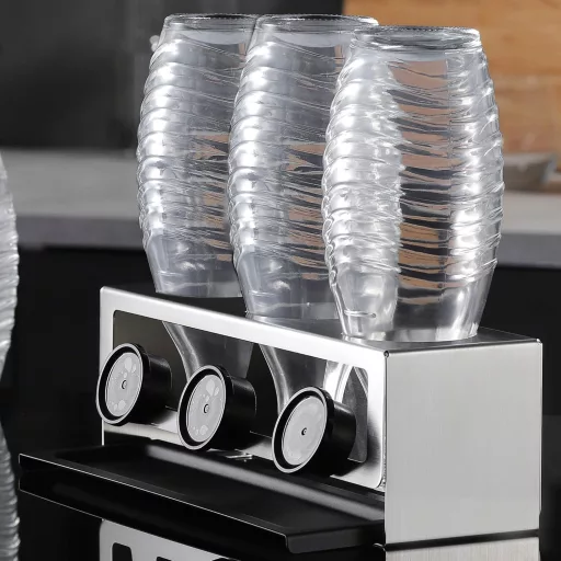 YIGII SodaStream Palacktartó - Matt Fekete Rozsdamentes Acél Állvány Konyhai Munkalapra, Könnyű Szerkezet, 30 cm Magas