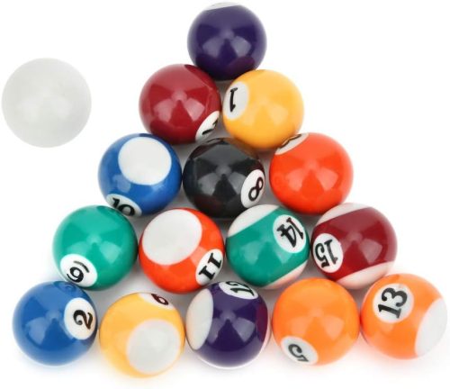 Keenso 16 db-os Mini Biliárdgolyó Készlet - 32mm Amerikai Biliárd Kiegészítő Gyerekeknek, Műgyantából, Többszínű, Könnyű Hordozhatóság