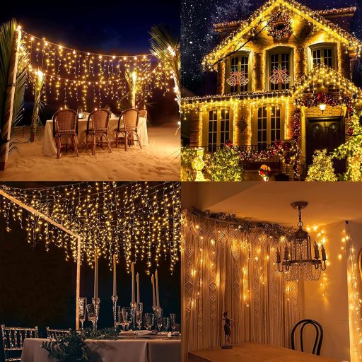 Qedertek 432 LED vianočné cencúľové osvetlenie, biele, 10,8 m, vonkajšie, s diaľkovým ovládaním