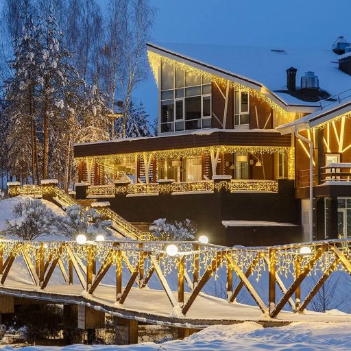 Cortină luminoasă de Crăciun cu 432 LED-uri, tip țurțuri, albă, 10,8 m, pentru exterior, cu telecomandă.