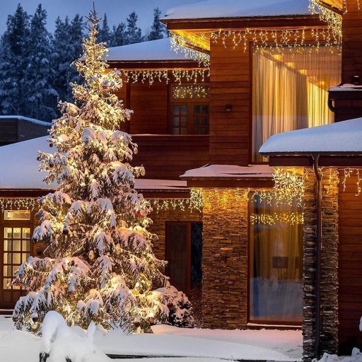 Cortină luminoasă de Crăciun cu 432 LED-uri, tip țurțuri, albă, 10,8 m, pentru exterior, cu telecomandă.