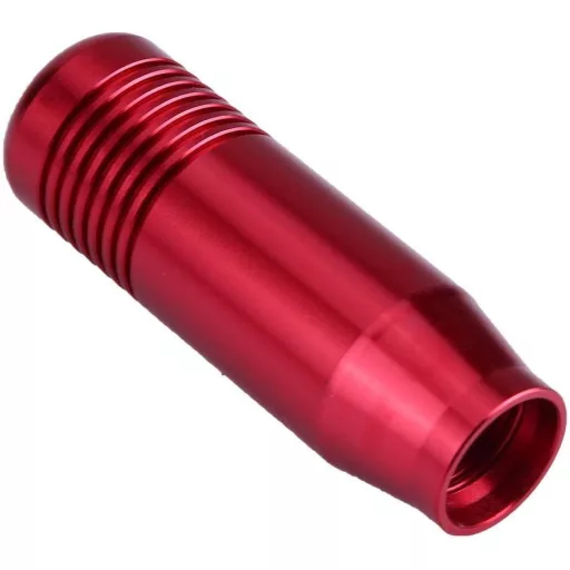 Yosoo Health Gear Buton Schimbător Viteze din Aluminiu pentru Cutie Manuală - 8,5 cm Manetă Schimbător Ergonomică, Culoare Roșie, cu 3 Adaptoare, Instalare Ușoară