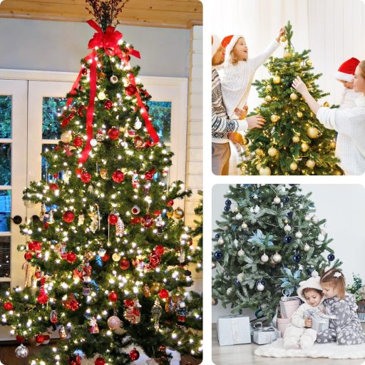 Set de ornamente pentru bradul de Crăciun BLAZOR, 34 buc. - Globuri incasabile din plastic, decorațiuni mate, sclipitoare, cu modele, culoare roșie, 6 cm diametru, decorațiuni pentru brad.