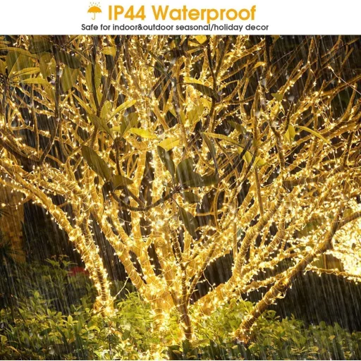 Ghirlandă Luminoasă Exterior-Interior Elegear 100m - 1000 LED Alb Cald, Iluminat de Crăciun cu 8 Moduri - Decorațiune Impermeabilă IP44 pentru Nuntă, Grădină, P