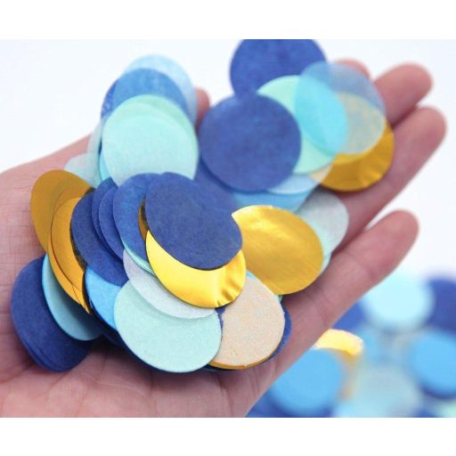 Zlato-modré okrúhle papierové konfety, 2,5 cm, 1000 ks - Párty doplnok