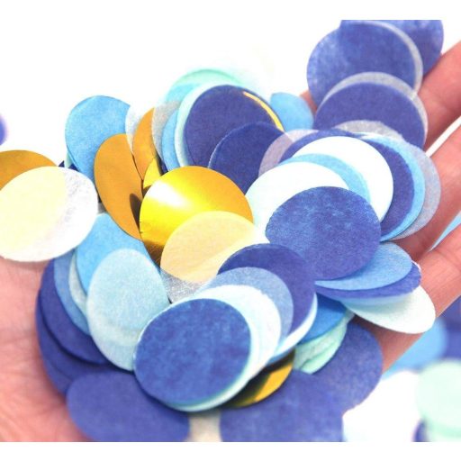 Zlato-modré okrúhle papierové konfety, 2,5 cm, 1000 ks - Párty doplnok