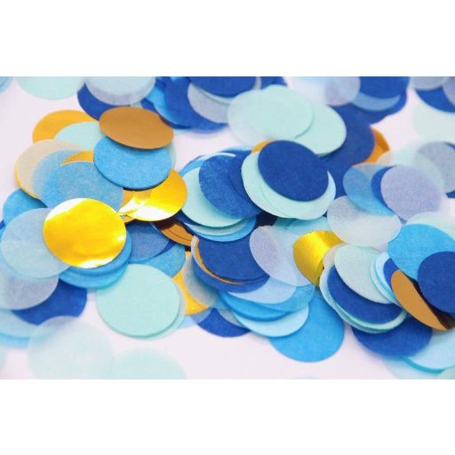 Zlato-modré okrúhle papierové konfety, 2,5 cm, 1000 ks - Párty doplnok