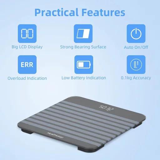 Healthkeep digitális fürdőszobai mérleg precíziós szenzorokkal, 180 kg terhelhetőség