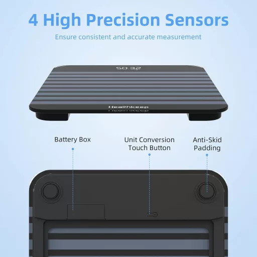 Healthkeep digitális fürdőszobai mérleg precíziós szenzorokkal, 180 kg terhelhetőség