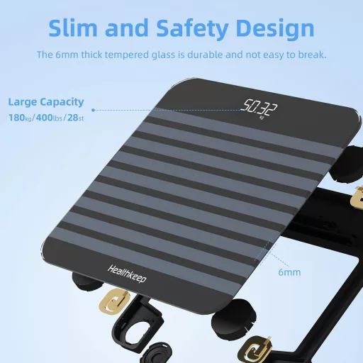 Healthkeep digitális fürdőszobai mérleg precíziós szenzorokkal, 180 kg terhelhetőség