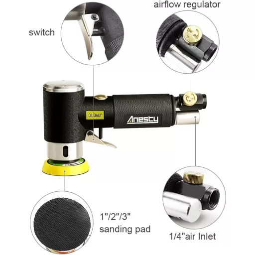 Anesty 25-75 mm Pneumatikus Orbitális Csiszoló Autó Polírozó Gép