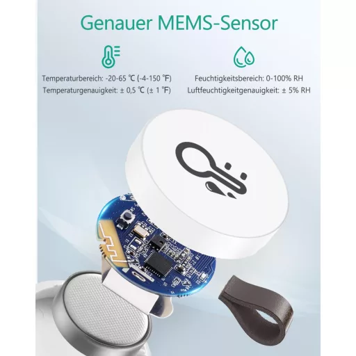 ORIA Bluetooth Hőmérő és Páratartalom Mérő Szett - 2 db Mini Vezeték Nélküli Szenzor Kijelzővel, Otthoni és Irodai Használatra, Kék