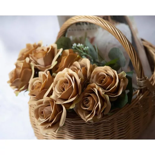 DuHouse 10 buc. Trandafiri Artificiali Maro Cafea - 54 cm Lungime Flori de Mătase pentru Decorațiuni de Nuntă, Buchete, Decorațiuni Interioare, Realiste și Durabile