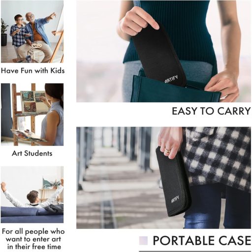 Set de pensule Artify, 10 bucăți, cu husă de transport - pentru pictură în ulei, acuarelă și guașă.