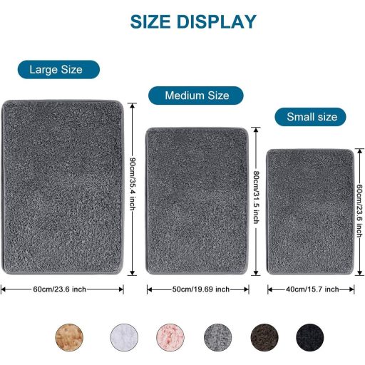 Cumay fürdőszobai szőnyeg csúszásmentes puha szürke 50x80cm