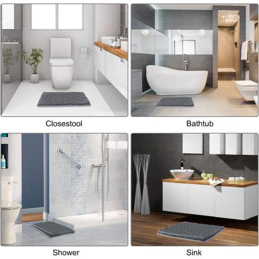 Cumay fürdőszobai szőnyeg csúszásmentes puha szürke 50x80cm