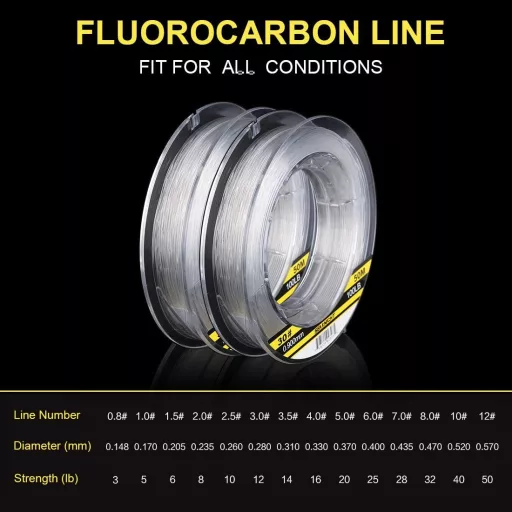 Fir de pescuit fluorocarbon SeaKnight 100m, monofilament scufundător pentru crap, lider, 3-100lb