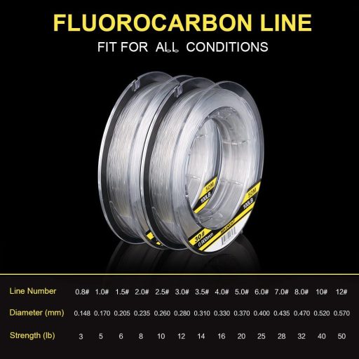 SeaKnight Fluorocarbon Horgászzsinór 100m Ponty Monofil Süllyedő Vezető 3-100lb