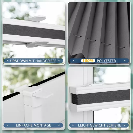 Plisé žalúzia Sanfree s klipovým uchytením bez vŕtania, ochrana pred slnkom a súkromie