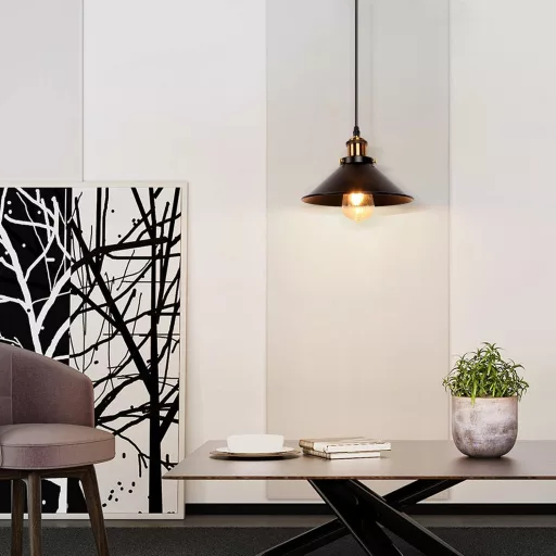 Lampă suspendată vintage retro Newrays, neagră, tip loft, pentru bucătărie