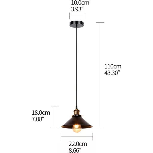 Lampă suspendată vintage retro Newrays, neagră, tip loft, pentru bucătărie