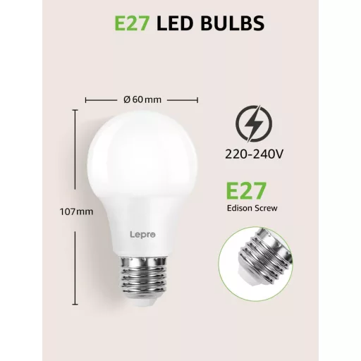 Bec LED Lepro E27 8,5W alb cald 806 lumeni economic A60