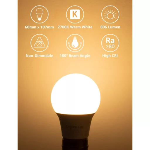 Lepro E27 LED izzó 8,5W meleg fehér 806 lumen energiatakarékos A60