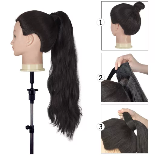 FESHFEN Lófarok Haj Hosszabbítás Hullámos Göndör Csipeszes 60cm Sötét Barna