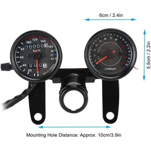 Akozon Univerzális Motorkerékpár Sebességmérő Kilométeróra 10cm Csatlakozással