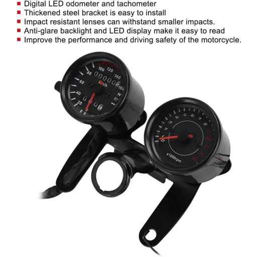 Akozon Univerzális Motorkerékpár Sebességmérő Kilométeróra 10cm Csatlakozással