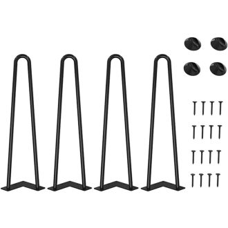   WINSOON 4 ks Zahnuté nohy na stôl 40 cm Oceľové nábytkové nohy so skrutkami a ochranou podlahy