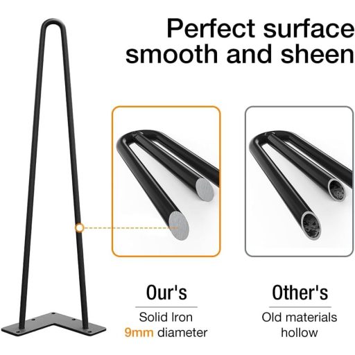 WINSOON 4 db Hajlított Asztalláb 40 cm Acél Bútor Láb Csavarokkal és Talp Védelemmel