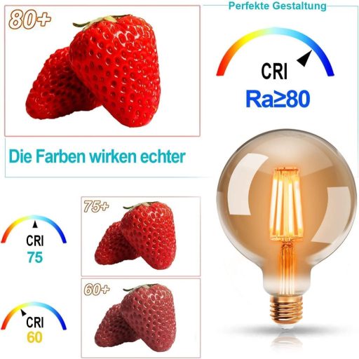 Bec LED Edison Vintage ExtraStar G95 E27 Filament, Lampă Retro Decorativă, Lumină Caldă