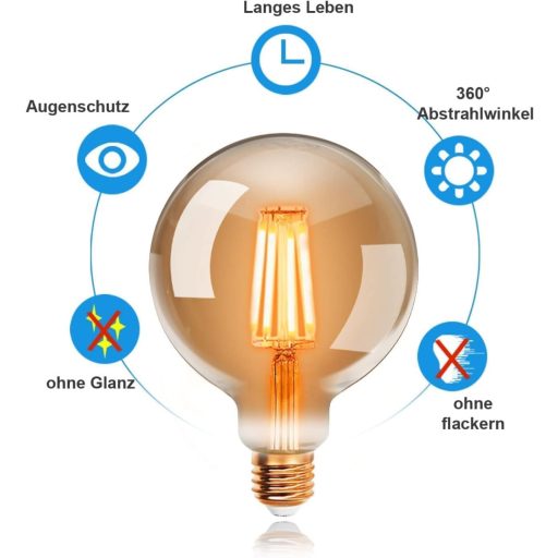 ExtraStar Edison Vintage LED Izzó G95 E27 Filament Lámpa Retro Dekoratív Villanykörte Meleg Fény