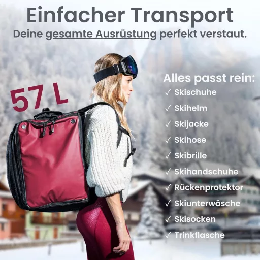 Geantă de schi Otaro, cu compartiment pentru cască, impermeabilă, cu fermoar robust.
