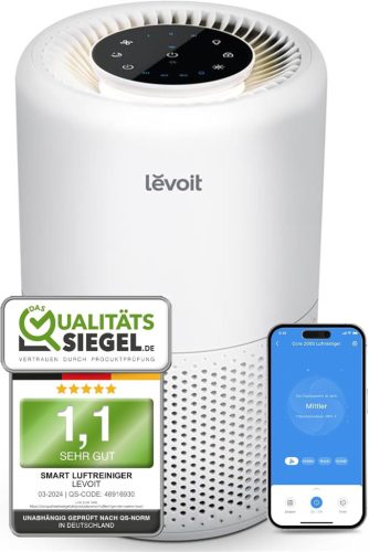 LEVOIT Core 200S-P Légtisztító, HEPA Szűrős, Allergia, Penész, Por, Pollen Ellen, 35m² Területre, Alvó Mód, Éjszakai Fény, WiFi, Applikációs