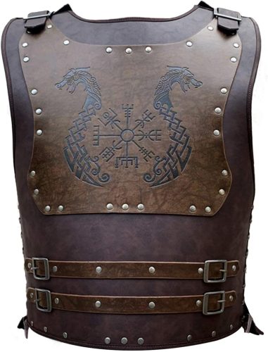 HiiFeuer Veston de Piele Dragon Viking Războinic - Armură Medievală LARP și Cosplay
