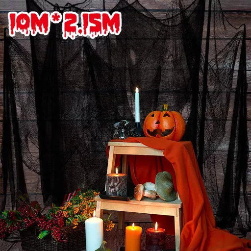K KUMEED Halloween Dekoráció Fekete Textil Futó 10x2,15m