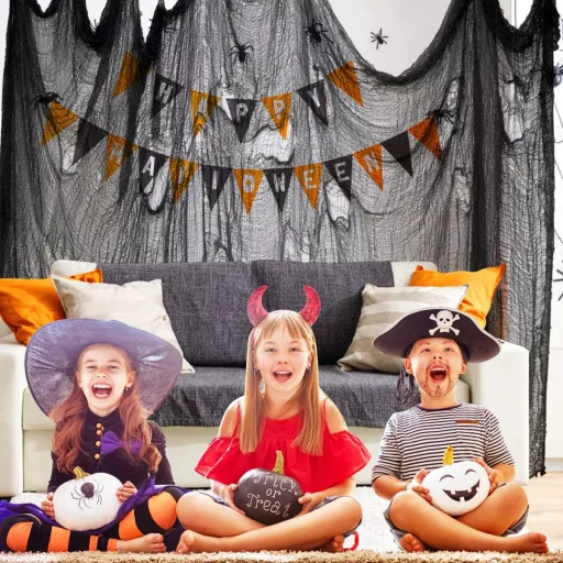 K KUMEED Halloween Dekoráció Fekete Textil Futó 10x2,15m
